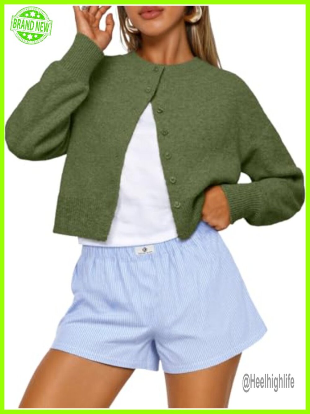 Cropped Cardigan Sweater Lightweight Knit Button Up Casual Layer